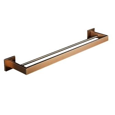 Imagem de Ferragens de banheiro em ouro rosa escovado, acessórios de banho quadrados, suporte de papel higiênico, suporte de toalha, barra, gancho de roupão, toalheiro, conjunto de 3 peças, China (2 barras 60