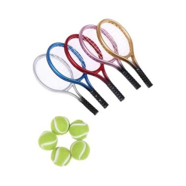 Imagem de Conjunto De Raquete De Tênis Miniatura E Bola Escala 1/6 1/12 Equipame
