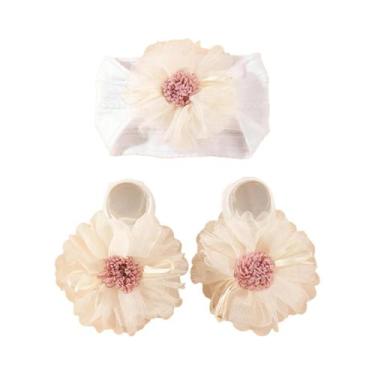 Imagem de Conjunto De Faixa De Cabelo E Meias Para Bebês Meninas Recém-Nascidas 