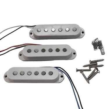 Imagem de Captador Guitarra Strato Alnico V Branco Kit 3 Hook