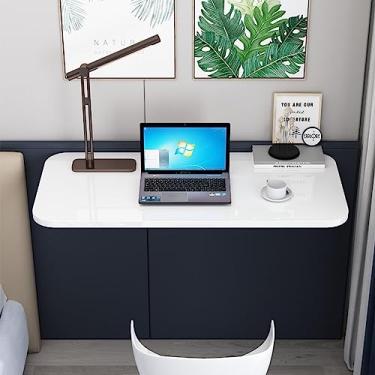 Imagem de Mesa de computador flutuante montada na parede, mesa dobrável, bancada multifuncional para estudo, quarto, banheiro, varanda, branco, tamanho: [tamanho rt]