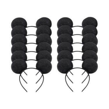 Imagem de Conjunto De 12 Faixas De Cabelo Com Laço Mickey E Minnie Em Preto, Ver