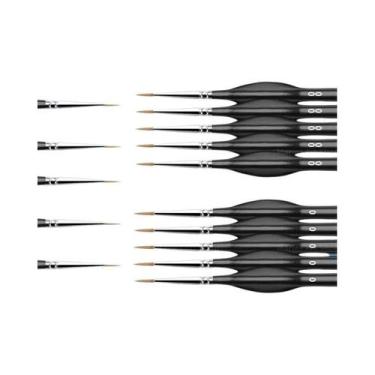 Imagem de Conjunto De 15 Pincéis De Detalhe Miniatura Para Pintura Acrílica E Ar