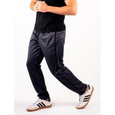 Imagem de Calça Masculina Helanca Flanelada Bolsos Laterais Inverno Lisa Faixa Lateral-Masculino