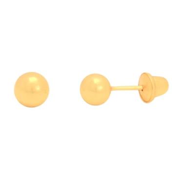 Imagem de Brinco Infantil Bolinha 3mm Ouro 18k Minimalista Seguro Conforto Diário