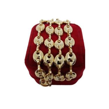 Imagem de Colar Elo Turco 7mm Banhado a Ouro Feminino Premium - Lojas Nobre