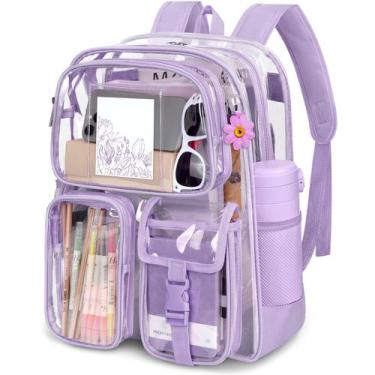 Imagem de Mochila transparente Attmu Heavy Duty PVC transparente roxa