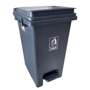 Imagem de Lixeira Plástica com Pedal 15L Cinza para Banheiros e Cozinhas - Desem