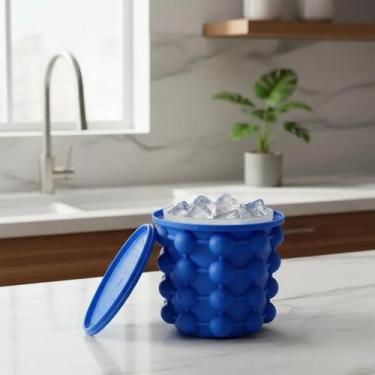 Imagem de Balde Para Gelo Silicone Com Tampa Forma de Gelo Porta Lata - TOP RIO