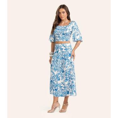 Imagem de Saia Midi Viscose Khyara Feminina Endless Bege, M, Bege