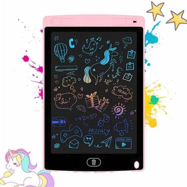 Imagem de Lousa Mágica Tablet Lcd Rosa De 10" Lousa Mágica Com Botão De Apagar Desenhar E Anotar