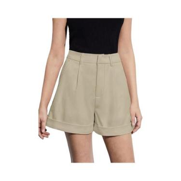 Imagem de Shorts Casuais Femininos plus Size Oversized De Cintura Alta Em Tecido