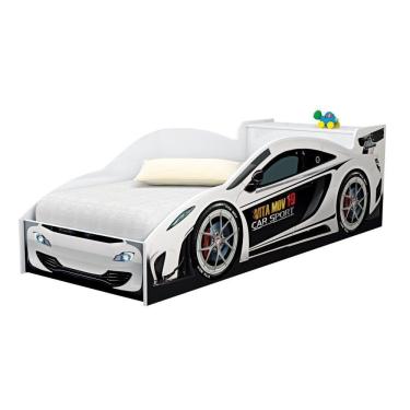 Imagem de Cama Carro Com Bau Juvenil Racer Branco Com Colchao