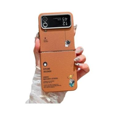 Imagem de Capa De Telefone Dobrável Em TPU Macio Com Textura De Couro À Prova De