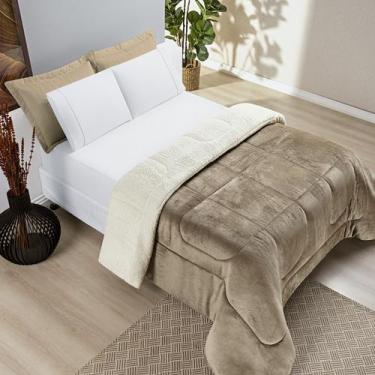 Imagem de Kit Coberdrom Edredom Sherpa Queen Dupla Face Pele de Carneiro + Jogo 