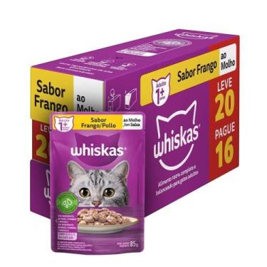 Imagem de Ração Whiskas Sachê Frango ao Molho 85g - Leve 20 Pague 16 - Embalagem