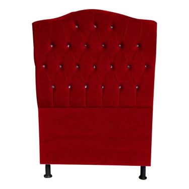 Imagem de Cabeceira para Cama Box Princesa Solteiro Suede com Botões Strass 90x127x10cm Vermelho...
