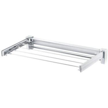 Imagem de Varal Retrátil Dobrável de Parede 5 Kg Branco Ordene