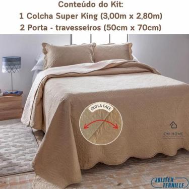 Imagem de Colcha Matelada Ultrasonic Jolitex Super King 3 Peças Bege  3,00x2,80m