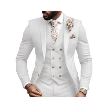 Imagem de Elegante Terno Rosa Slim Fit Para Casamento Masculino: Jaqueta, Colete