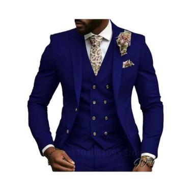 Imagem de Elegante Terno Rosa Slim Fit Para Casamento Masculino: Jaqueta, Colete