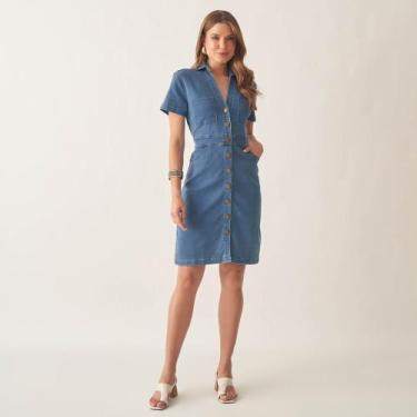Imagem de Vestido Chemise Curto com Manga - Bloom, Jeans delavê, 38