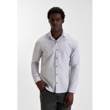 Imagem de Camisa docthos slim manga longa lisa, 014 cinza, M