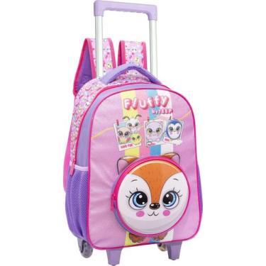 Imagem de Kit Mochila de Rodinha Lancheira e Estojo Fluffy Yepp MIF5328 Cor:Lilá