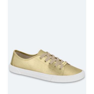 Imagem de Tênis Casual Feminino Metalizado Moleca Dourado-34150, 35, Dourado