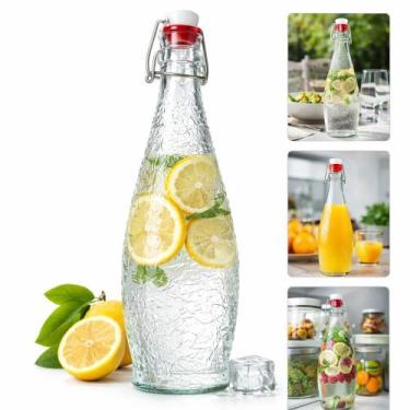 Imagem de Garrafa vidro 950ml tampa hermetica licoreira vintage decorativa whisk