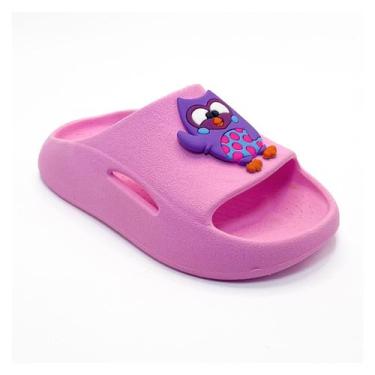 Imagem de Chinelo Infantil Feminino Menina Nuvem Coruja Antiderrapante Macio Con