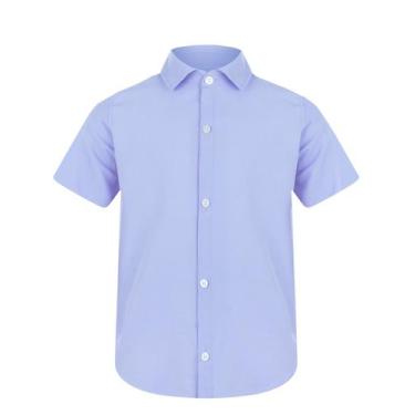 Imagem de Camisa Social Slim de Menino Manga Curta Batizado Verão - Ewg Moda Inf