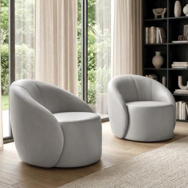 Imagem de Poltrona Sala Orgânica Kit 2 Lua Base Giratória Sintético D03 - D Ross