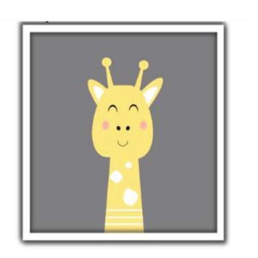 Imagem de Quadro Decorativo Infantil Girafa Girafinha Safari Animais Coloridos Quadrado 30x30CM e...