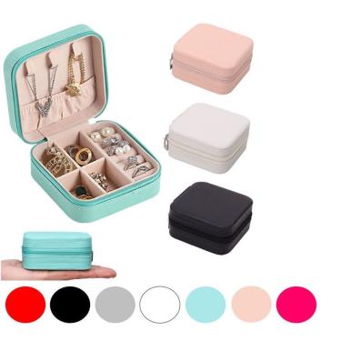 Imagem de Porta Joias Portátil de Bolsa para Viagem Organizador Multifuncional com Compartimentos Internos Rosa OEM