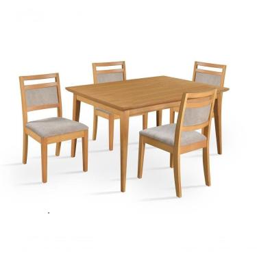 Imagem de Conjunto de Jantar California 4 Lugares Tampo MDF Rustic 120cm com Cadeiras Estofadas