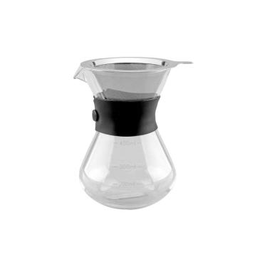 Imagem de Cafeteira com Coador Tipo Filtro Reutilizável em Vidro 0,40L Transparente com Alça de S...