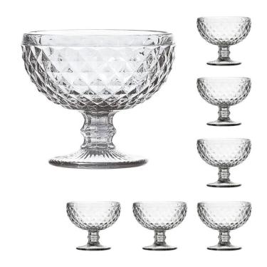 Imagem de Conjunto 6 Taças Sobremesa Bico de Abacaxi em Vidro Resistente Transparente Wellmix