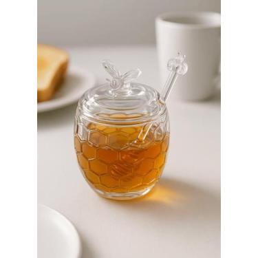 Imagem de Pote de Mel 250 ML Bee Hauskraft vidro com colher, Transparente