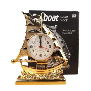 Imagem de Despertador Creative Vintage Ship em forma de barco Quartz Mo - yiweis