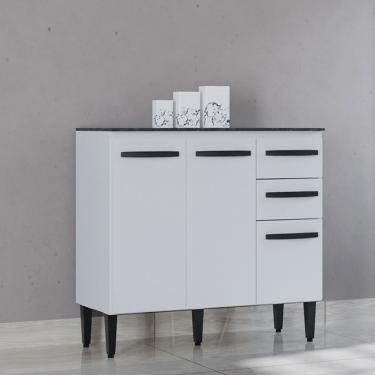 Imagem de Balcão de Cozinha com Tampo 3 Portas 90cm Isadora Poquema