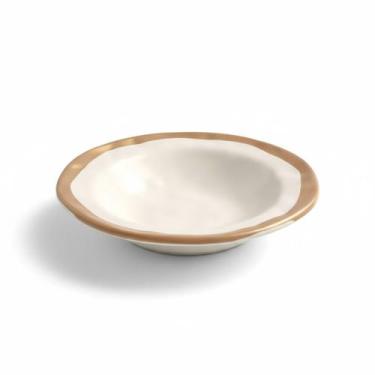 Imagem de Conjunto 6 Prato Fundo Bege Filete Amassada Cerâmica Scalla