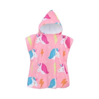 Imagem de Poncho De Banho Com Capuz Para Crianças De 80-120cm, Toalha De Microfi