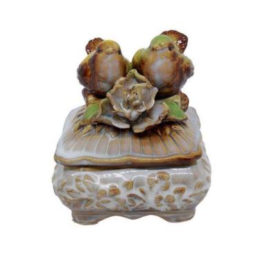 Imagem de Porta Jóias De Ceramica Pássaros Square 10 X 11cm Colorido - Lilin Des