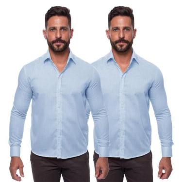 Imagem de Kit Camisa Social Masculina Manga Longa Slim 2 Cores Iguais - Teodoro 