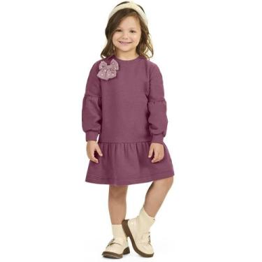 Imagem de Vestido Infantil Inverno Moletom Tricô - Angerô, 3, Púrpura