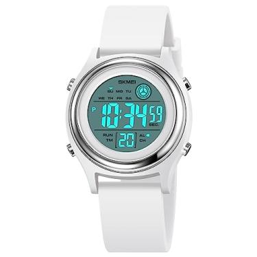 Imagem de SKMEI Relógios de pulso masculinos à prova d'água, relógio esportivo digital com função de alarme e temporizador de data, luz traseira com LED duplo, Prata