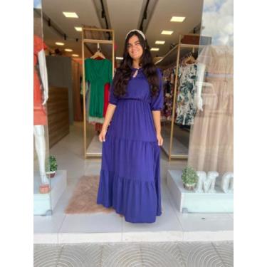 Imagem de Vestido longo Karol azul marinho longo com 2 marias - Vi lindaa