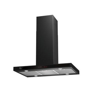 Imagem de Coifa de Ilha Fischer Platinium Ebony 90cm em Aço Pintado com Filtro de Alumínio e Carvão Preto 110V