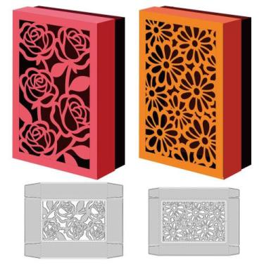 Imagem de Matriz de Corte DELORIGIN Caixa de Flores 3D em Aço Carbono - Kit